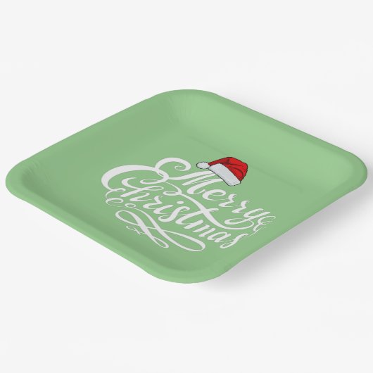  witte lettertekst min groene kerstmis papieren bordje (Gebogen)