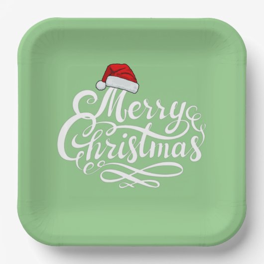  witte lettertekst min groene kerstmis papieren bordje (Voorkant)