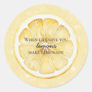 Witte Leven Geeft Je Citroenen Quote Glitter Ronde Sticker