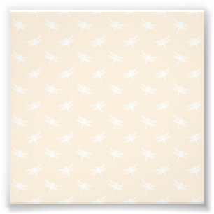 Witte Libel Odonata Vliegend Insect Pastel Foto Afdruk