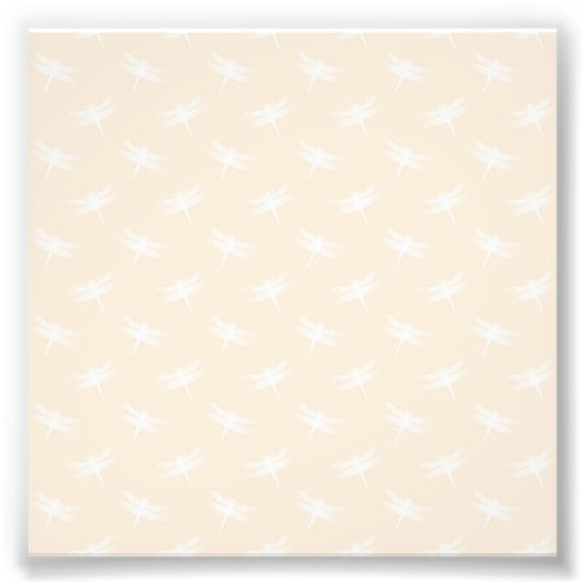 Witte Libel Odonata Vliegend Insect Pastel Foto Afdruk (Voorkant)