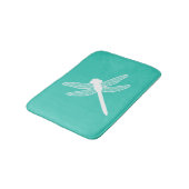 Witte Libellesilhouet Op Turquoise Badmat (Gekanteld)