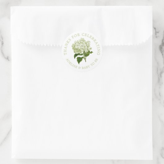 Witte Licht Groene Hydrangea Dank u Favor Ronde Sticker (Tas)