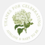 Witte Licht Groene Hydrangea Dank u Favor Ronde Sticker (Voorkant)