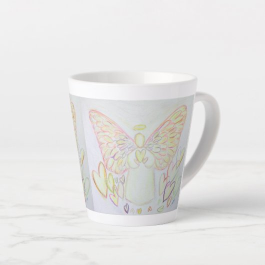 Witte Licht Guardian Angel Coffee Latte Cup Mok (Rechterhoek)