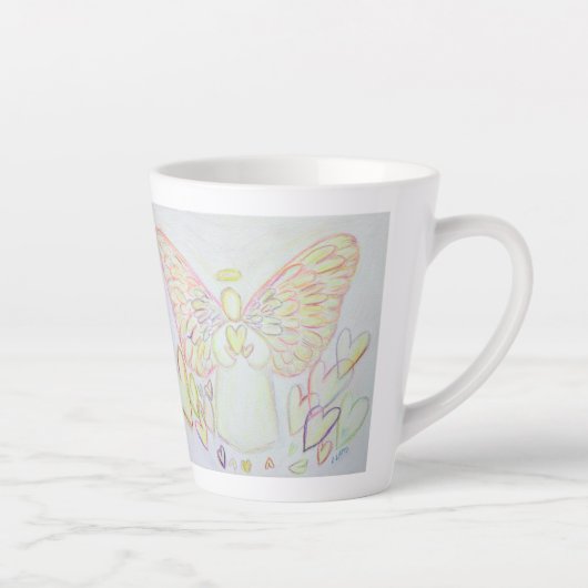 Witte Licht Guardian Angel Coffee Latte Cup Mok (Rechts)
