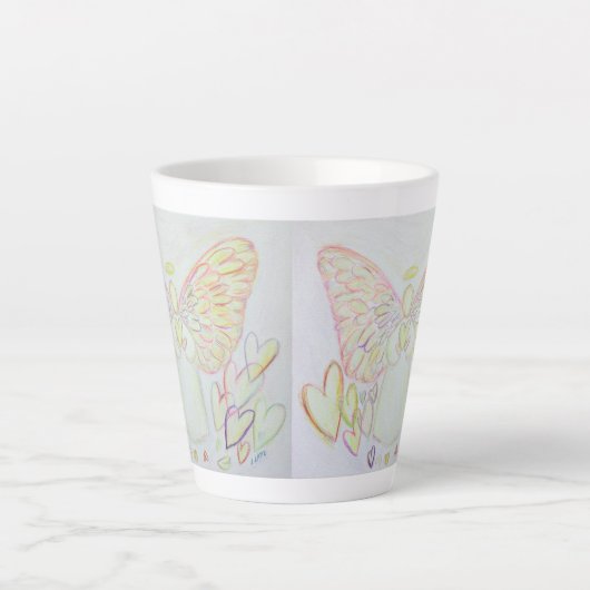 Witte Licht Guardian Angel Coffee Latte Cup Mok (Voorkant)