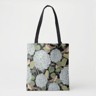 Witte, lichtblauwe hormonenziekte met groene blade tote bag