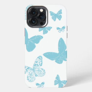 witte lichtblauwe monarchvlinders iPhone 13 pro max hoesje