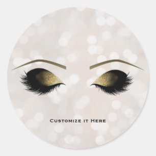 Witte lichten Glamour Gouden Make-up Wimpers Fonke Ronde Sticker