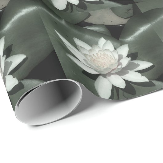 witte lichtroze lotus waterbloem cadeaupapier (Rol Hoek)