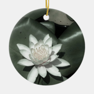 witte lichtroze lotus waterbloem keramisch ornament