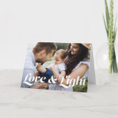 Witte Liefde en Licht Typografie Foto Chanoeka Feestdagen Kaart (Voorkant)