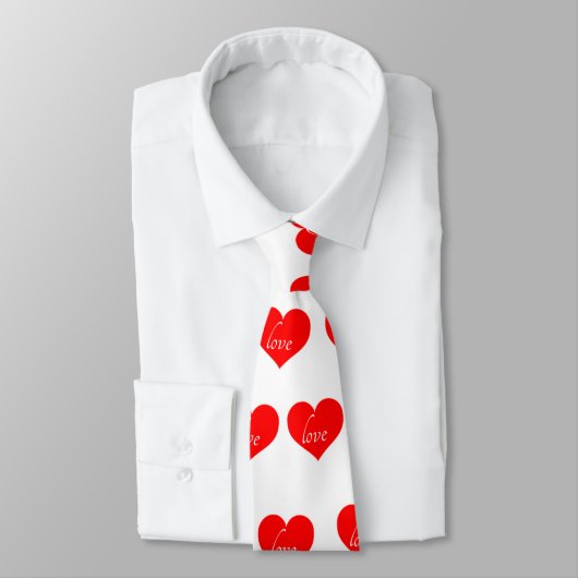 Witte liefde tekst met rood hart stropdas (Gebonden)
