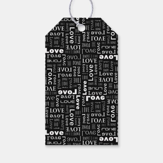 Witte liefde Zwarte achtergrond Cadeaulabel (Voorkant)
