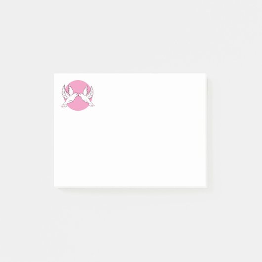 Witte Liefdesduiven Roze Trouwliefde - Duiven Post-it® Notes (Voorkant)