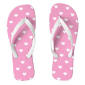 Witte liefdesharten op roze teenslippers (Voetbed)