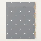 Witte liefdeshartjes grijs patroon planner (Achterkant)