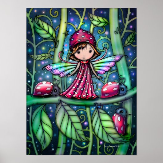 Witte Lieveheersbeestje Fee Fantasie Kunst Poster (Voorkant)