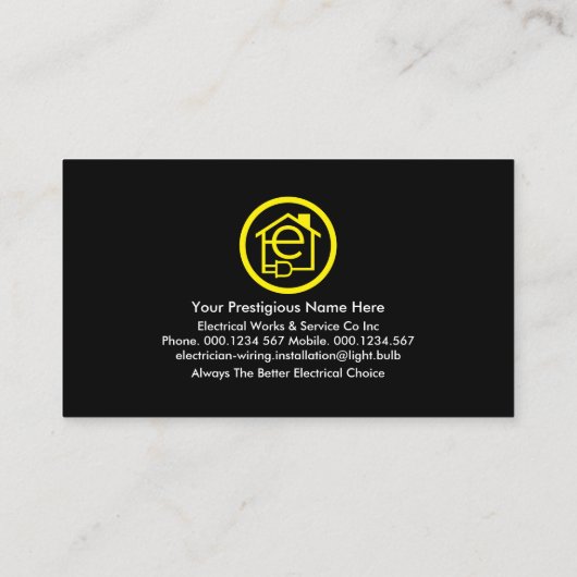 Witte Lightning Opladen Elektrische Circuit Home Visitekaartje (Achterkant)