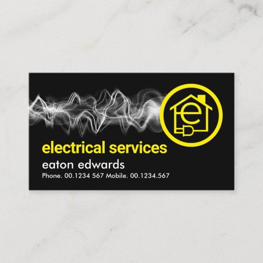 Witte Lightning Opladen Elektrische Circuit Home Visitekaartje (Voorkant)