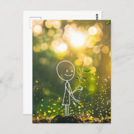 Witte lijn art stick figuur, Postcrossing Briefkaart