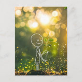 Witte lijn art stick figuur, Postcrossing Briefkaart (Voorkant)