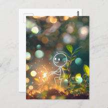 Witte lijn art stick figuur, Postcrossing