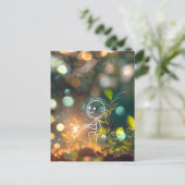 Witte lijn art stick figuur, Postcrossing Briefkaart (Staand voorkant)