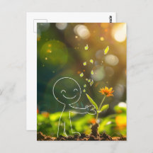 Witte lijn art stick figuur, Postcrossing