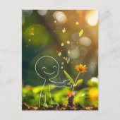 Witte lijn art stick figuur, Postcrossing Briefkaart (Voorkant)