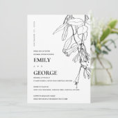 WITTE LIJN DIE FLORAL REHEARSAL DINNER DRAAGT BEDANKKAART (Staand voorkant)