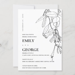 WITTE LIJN DIE FLORAL REHEARSAL DINNER DRAAGT BEDANKKAART