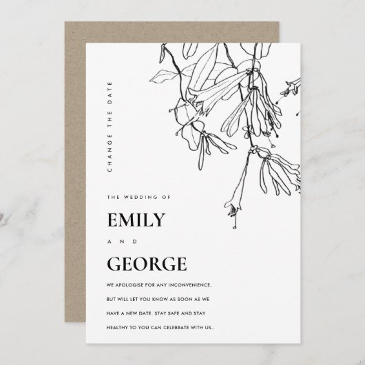 WITTE LIJN DIE STROOMVERANDERING DRAAGT DE DATUM K BEDANKKAART (Voorkant / Achterkant)