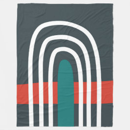 Witte lijn kunst regenboog in rood blauwe achtergr fleece deken