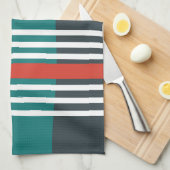 Witte lijn kunst regenboog in rood blauwe achtergr theedoek (Quarter Fold)