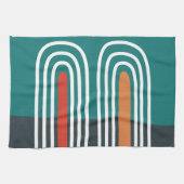 Witte lijn kunst regenboog in rood blauwe achtergr theedoek (Horizontaal)