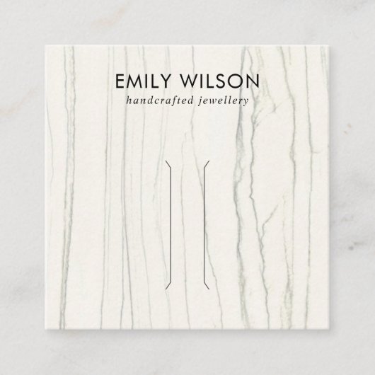 WITTE LIJN MARMEREN TEXTUUR HAARCLIP DISPLAY KAART VIERKANTE VISITEKAARTJE (Voorkant)
