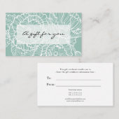 Witte lijn tekening bloemen aqua cadeaubon visitekaartje (Voorkant / Achterkant)