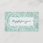Witte lijn tekening bloemen aqua cadeaubon visitekaartje (Voorkant)