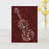 Witte lijn viooltekening op diepe rode achtergrond kaart (Gele Bloem)