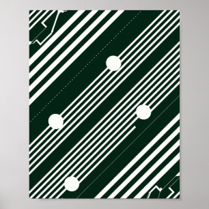 Witte lijnen met cirkels op zwarte achtergrond poster
