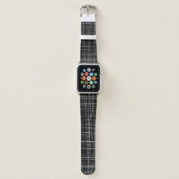 Witte lijnen op zwart apple horlogebandje