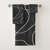 Witte lijnen op zwart bad handdoek (Insitu)