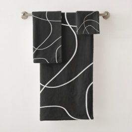 Witte lijnen op zwart bad handdoek
