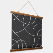 Witte lijnen op zwart hangend wandkleed (Gebogen)