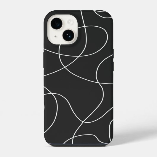 Witte lijnen op zwart iPhone hoesje (Achterkant)