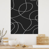 Witte lijnen op zwart poster (Keuken)
