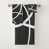 Witte lijnen tegen zwarte achtergrond bad handdoek (Insitu)