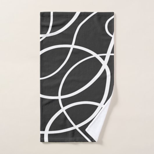 Witte lijnen tegen zwarte achtergrond bad handdoek (Handdoek)